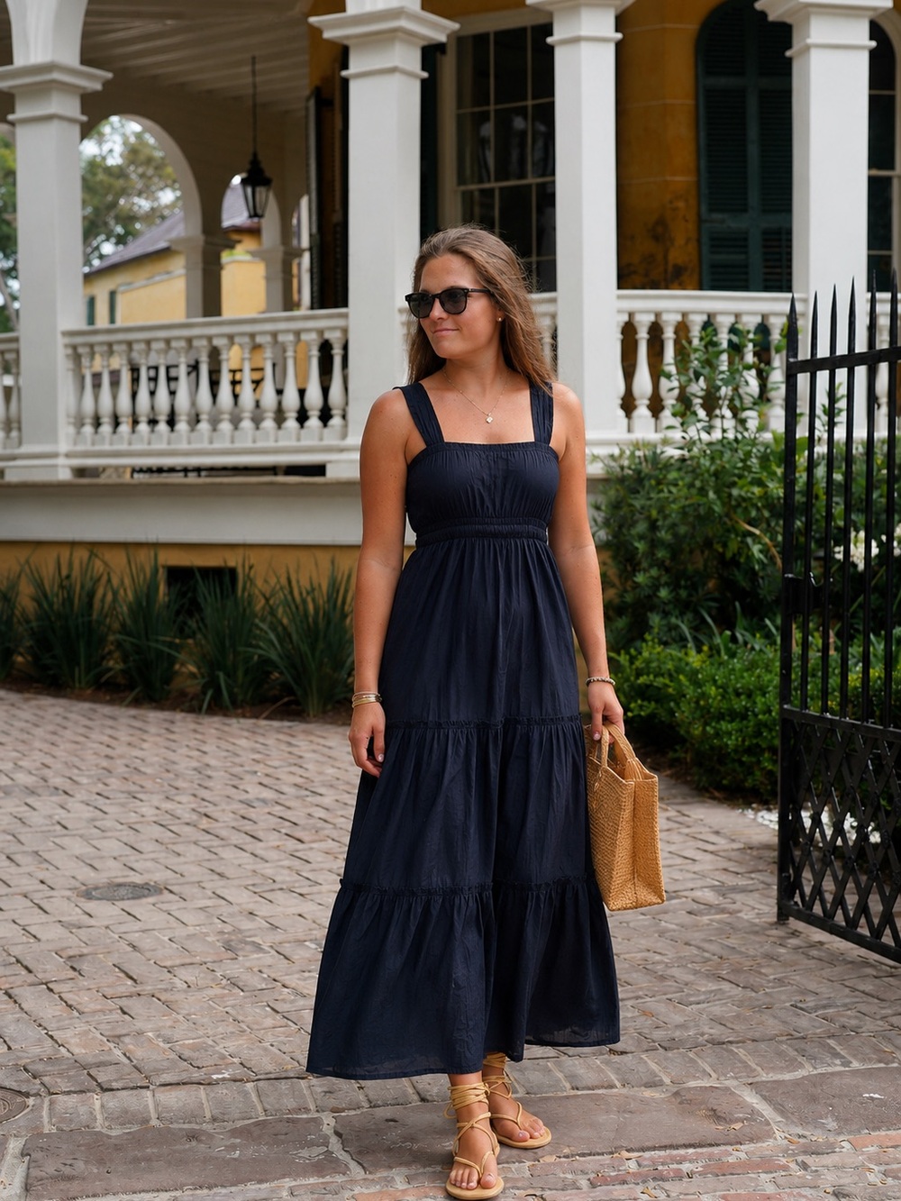 Madison Mathews Navy Tiered Maxi Dress NWT Size XS